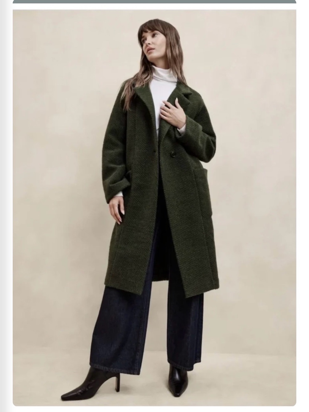 Banana Republic Olive Green Long knee lenght wool coat